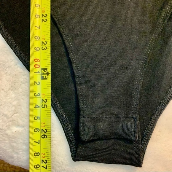 NWT Bodysuit XS MangoPop Black Long Sleeves Ruffled Straps Soft Stretchy - Picture 13 of 13